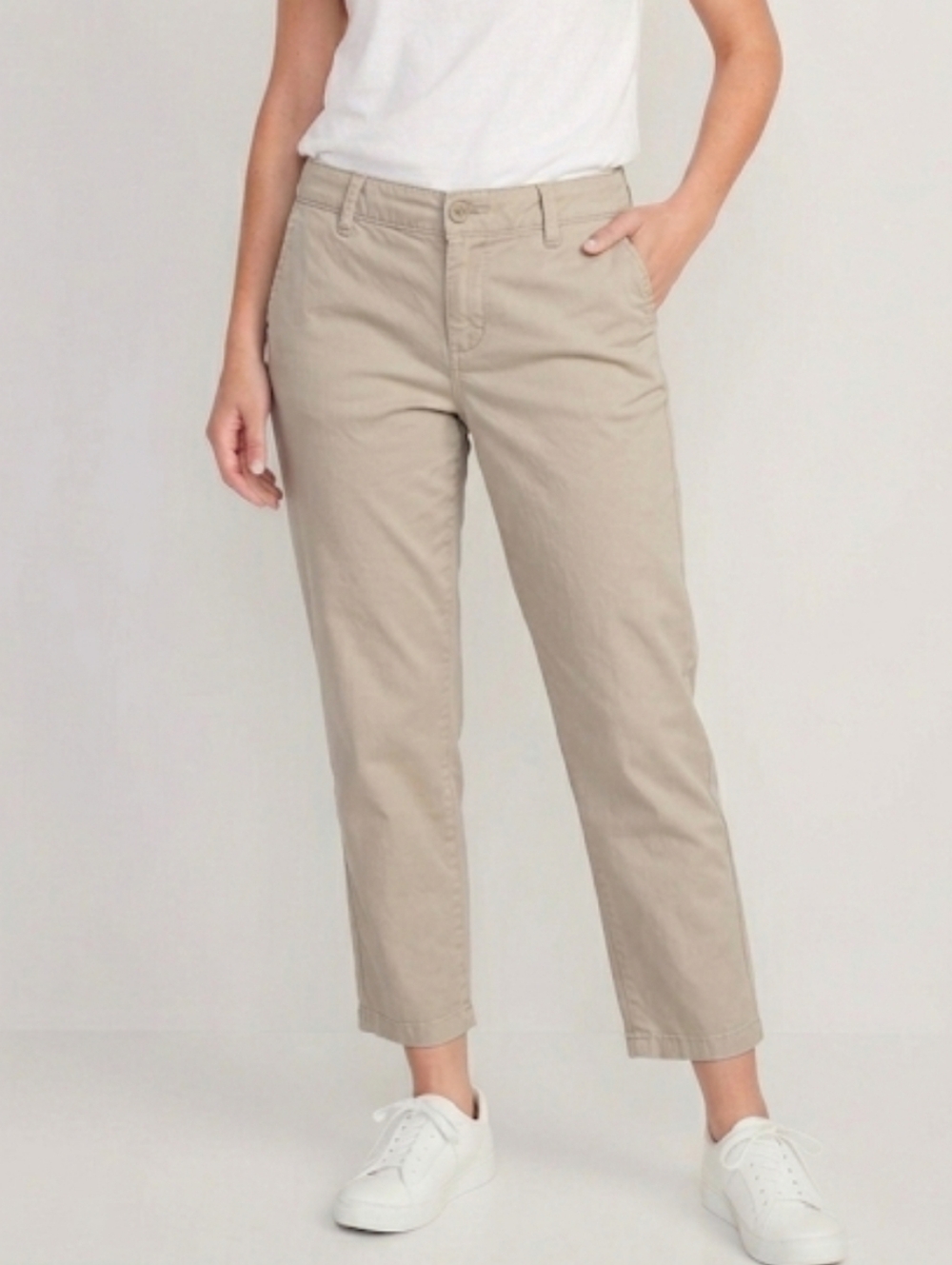 Khakis by Gap Girlfriend Khaki, Cropped Length, Beige, Sz 10
